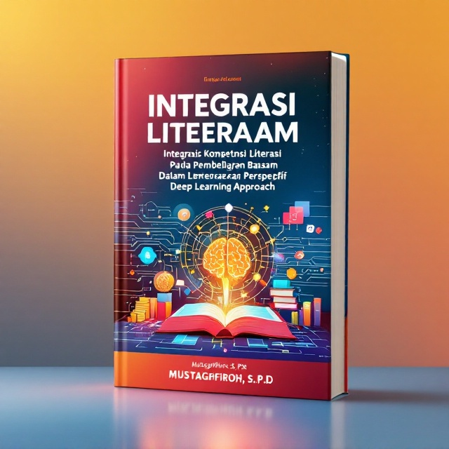 A vivid and dynamic combination of illustrations depicting books, a digital tablet, and brain connections, placed against a clean, gradient background with warm colors. Elements of code and language motifs blend organically to symbolize the integration of literacy and deep learning.