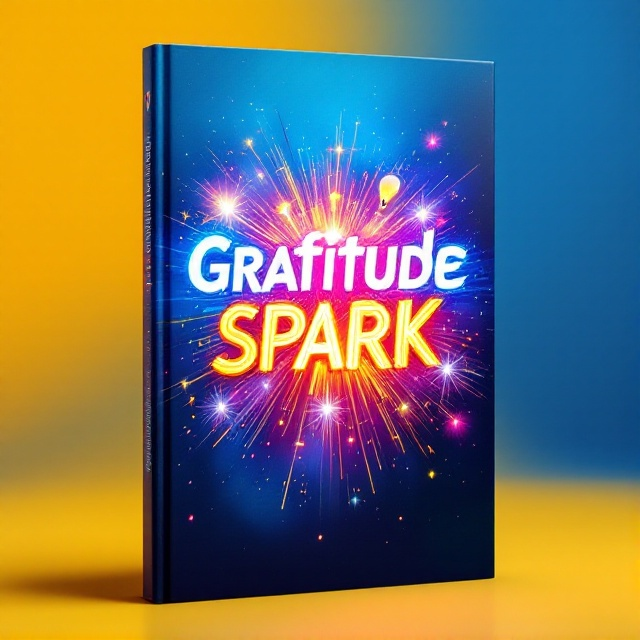The cover features an electric explosion of vivid colors comprising electric yellow, hot pink, and cobalt blue. Sparks and fireworks burst from the center, illuminating the entire design. Floating lightbulbs hover around the title, symbolizing moments of inspiration and positivity. The background transitions from deep blue at the bottom to bright yellow at the top, enhancing the energetic vibe.