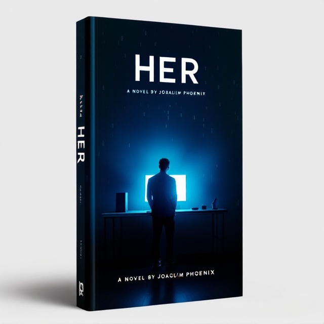 The cover features a lone man standing in a dimly lit room. The room is sparse, with only a sleek, modern computer sitting on a minimalist desk. The computer screen glows brightly, casting a blue light on the man's face. In the background, subtle binary code floats through the darkness, representing the virtual aspect of the story. The man is slightly turned towards the screen, as if entranced by it, creating an emotion of solitude and longing.