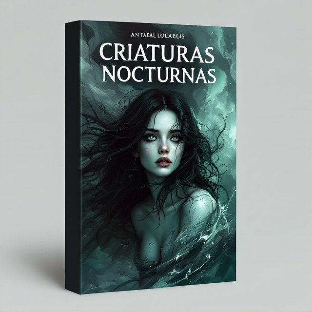 The cover features a 3D impressionist image of a young woman with ethereal beauty, her deep green eyes and pale skin highlighted by a dim, melancholic glow. Her dark hair cascades around her as she dynamically twists, suggesting movement away from an invisible threat. Shadows rise ominously behind her, warped and abstract, hinting at malevolent presences. The scene is painted in muted hues of green, grey, and blue, capturing the essence of a fantasy mystery with a dark edge. The interplay of light and darkness is vividly depicted, creating a captivating visual dichotomy.