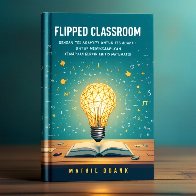 A stylized illustration depicting a classroom setting in which mathematical symbols and equations are elegantly floating around, forming a spherical shape. In the center, a light bulb with intricate geometric patterns symbolizes the idea of critical thinking and innovation. The background is a gradient of cool blues and greens, evoking a sense of calmness and focus.