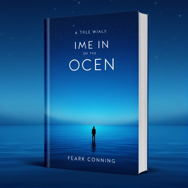 A solitary figure stands at the edge of a vast, serene ocean, looking towards the horizon. The sky is a gradient of blue shades, representing twilight, with a scattering of stars just becoming visible. The water mirrors the sky, creating a sense of infinite depth and isolation. The figure is small in comparison to the scene, emphasizing the theme of stepping away from society.
