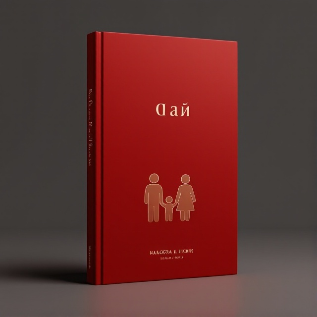 A dark red background with a simplistic, symbolic illustration of a united family or a subtle, modern graphic showing sense of unity and togetherness at the center of the cover. This element is placed prominently with minimalist design approach to evoke emotional strength and connection.