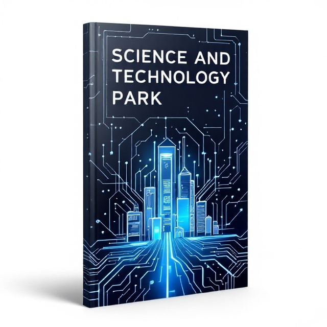 A sleek, modern cover featuring a stylized, abstract representation of a futuristic science park, with interconnected circuitry patterns merging into a skyline of advanced buildings. The color palette is composed of cool blues and silvers, giving it a technological and futuristic feel.