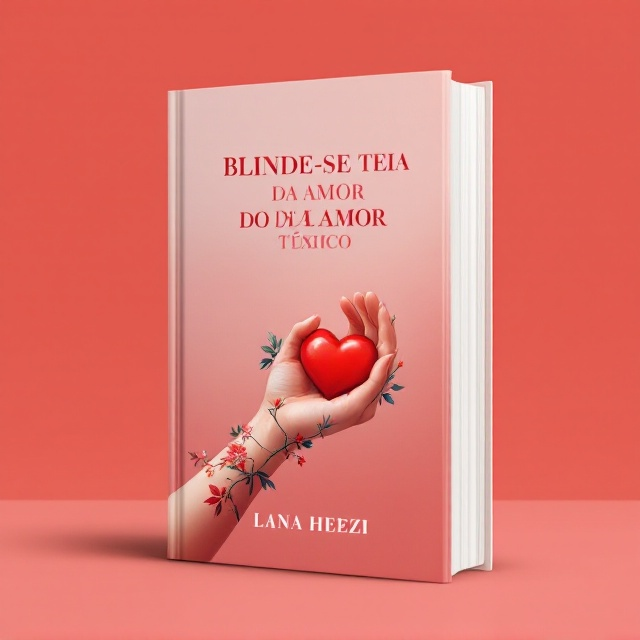 A gradient red salmon background that transitions from light at the top to darker towards the bottom. At the center bottom, a delicate, realistic illustration of a hand drawn from the left side of the cover. The hand is holding a heart. The wrist is wrapped with vibrant, lush floral branches that extend slightly beyond the wrist and curl delicately toward the heart. Above the hand, the book title is elegantly placed, followed by the author name in a smaller font beneath it. The top, right margin, and bottom space are left blank highlighting the core illustration and text, evoking an ethereal, dream-like emotion.