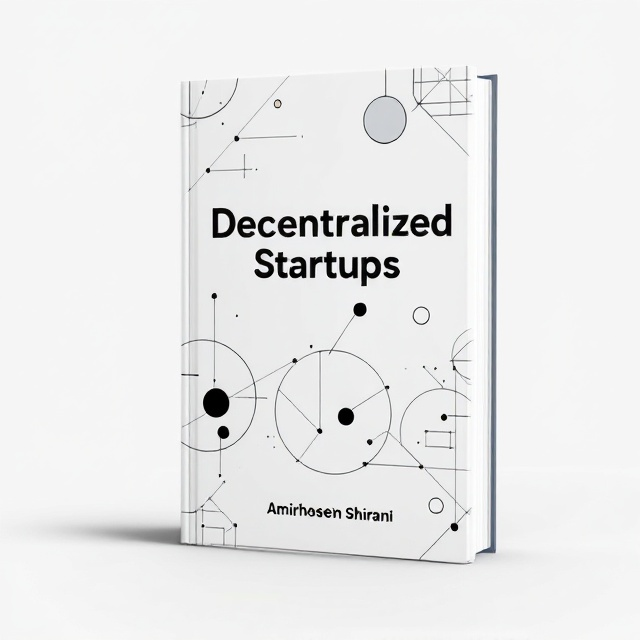 Geometric shapes like circles and triangles with clean lines arranged in a pattern that forms a subtle digital grid overlay. The background is white with a minimal, tech-inspired, and futuristic feel. Negative space is used strategically to draw attention to the title and author's name.