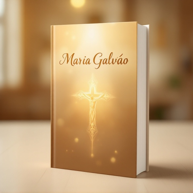 The cover features a warm-toned background with a soft, glowing golden hue. At the center, a delicate and ornate illustration of a Catholic cross is surrounded by a halo of light, symbolizing faith and spirituality. A subtle image of a serene church interior is faintly visible in the background, adding depth and context. The overall visual style is warm, inviting, and serene, reflecting the themes of the book.