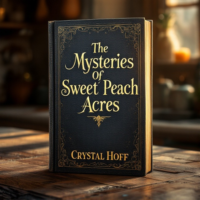 The cover features a richly illustrated bible with a worn-out cover sitting on a rustic kitchen counter. The background suggests a warm, inviting but mysterious aura, with hints of golden sunlight filtering through, casting shadows across the countertop. Subtle elements in the background hint at a quaint home, such as barely visible silhouettes of kitchen implements.