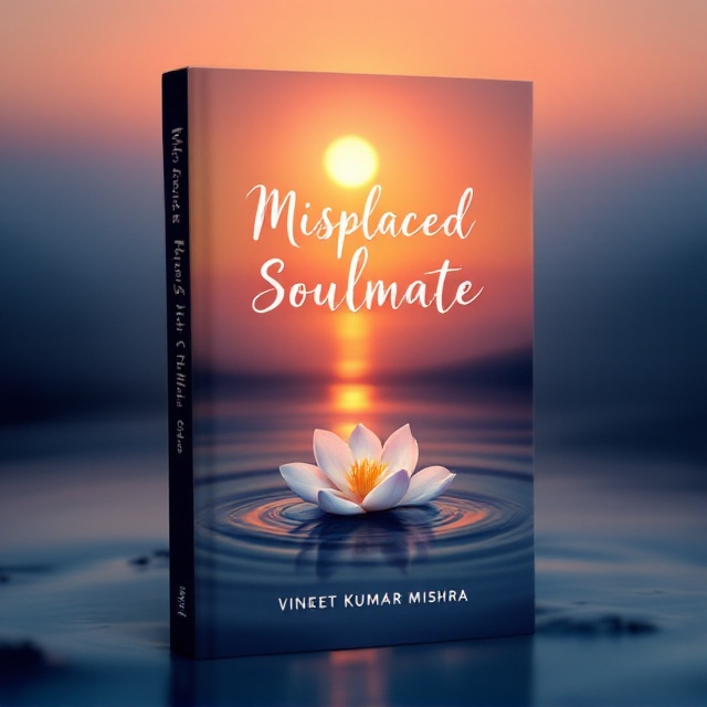 The cover features a serene sunset with the horizon blending into shades of orange, pink, and gold. In the foreground, a Jasmine flower delicately floats in a small pool of water, the water reflecting the colors of the sunset, with subtle ripples emanating from the flower. The background fades into a twilight blue at the top, suggesting nightfall approaching.