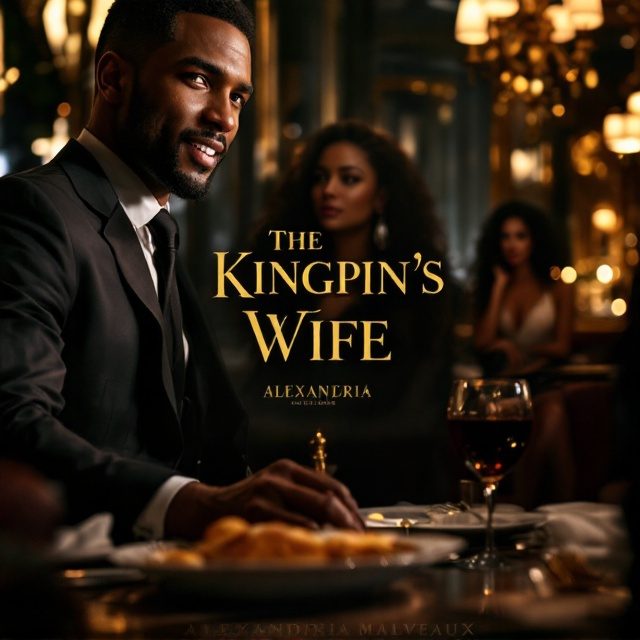 A dimly lit, upscale restaurant setting with a handsome light-complexioned black man entering with a glamorous woman, both smiling and seemingly carefree. In the background, only partially illuminated, the beautiful olive-skinned wife with long dark curly hair is visible in the shadows, watching the couple with a mix of anguish and determination. The restaurant features opulent decor, hinting at wealth and luxury.
