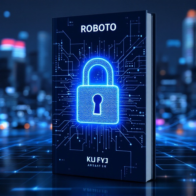 A digitalized cityscape in the background with blue neon cyber lines crisscrossing over it. In the foreground, a prominent abstract digital lock symbol partially dissolved into 1s and 0s. Subtle images of network grids subtly integrated, implying depth and connectivity.