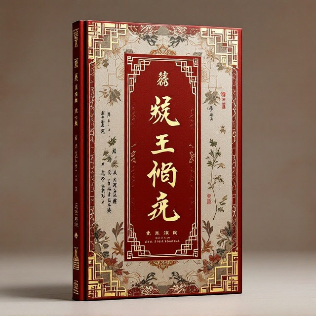 The cover features a traditional Chinese scroll as the central element, vertically placed, with intricate patterns of ancient Chinese motifs on the top and bottom. The scroll is flanked by classical ink brush illustrations of medicinal herbs and old texts, subtly integrated into the background. Gold foil accents highlight classic symbolisms. The color palette includes rich earthy tones, with deep red, muted gold, and shades of green, creating an atmosphere of antiquity and sage wisdom.
