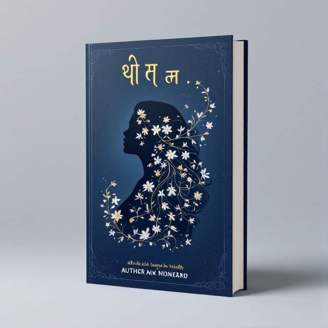 A silhouette of a woman with flowing hair forms the central image against a backdrop of midnight blue. Delicate floral motifs weave through her silhouette, symbolizing her profound inner world. The background is textured with faint, swirling patterns to suggest depth and complexity. Subtle gold accents highlight the woman's silhouette, adding a touch of elegance.