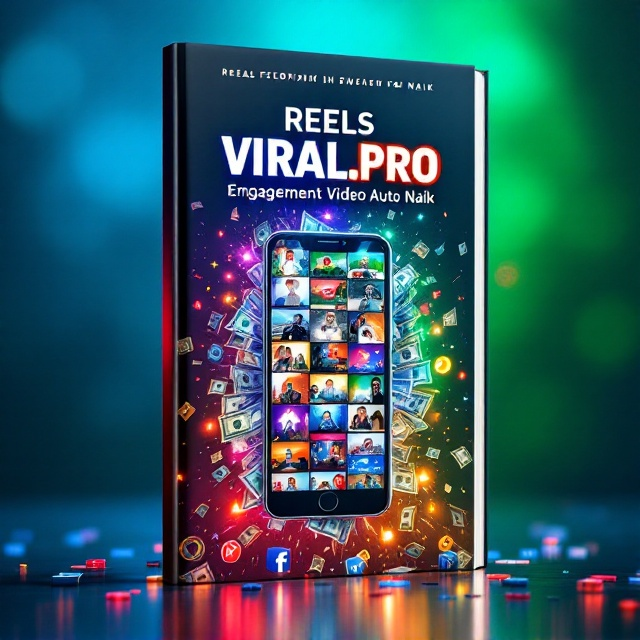 A dynamic blend of a smartphone screen filled with vibrant video thumbnails, superimposed over a burst of dollar bill patterns. The bottom of the cover features scattered icons of social media likes and views, all set against a gradient background that transitions from electric blue to vivid green, symbolizing viral growth and engagement.