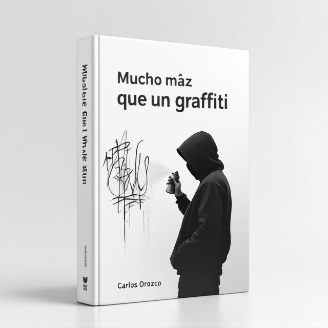 A single character stands prominently, facing sideways with the right side of their body visible. They wear a black hoodie with the hood up, turning slightly towards the viewer while spraying an unseen graffiti piece, creating an air of mystery. The entire scene is in grayscale with the character and the spray can in deep black, contrasting sharply against a pristine white background. The title is positioned at the top with subtle emphasis, and the author's name, "Carlos Orozco," is at the bottom, blending seamlessly into the minimalist visual approach.