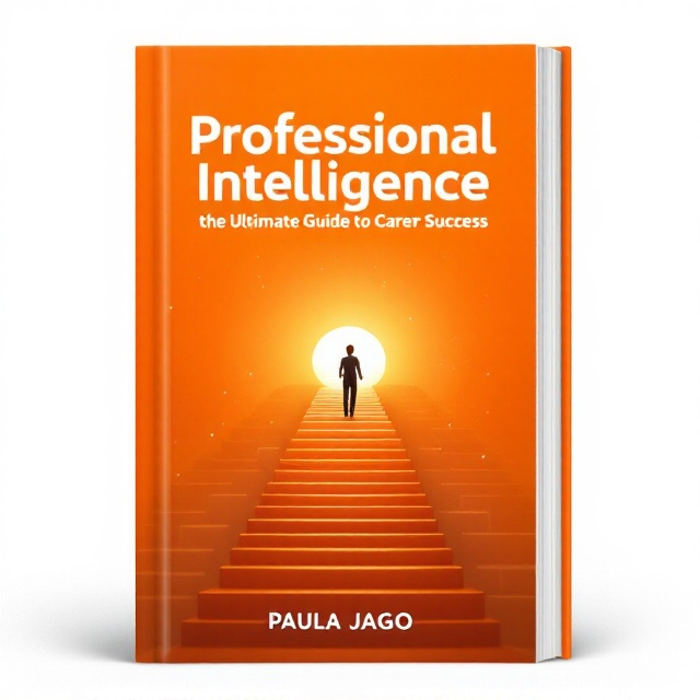 The cover features an ascending staircase composed of orange books, leading to a bright horizon symbolizing achievement and success. A silhouette of a person climbing the stairs reflects ambition and personal growth. The background is a gradient from deep orange to light amber, contributing to a warm and inviting appearance.