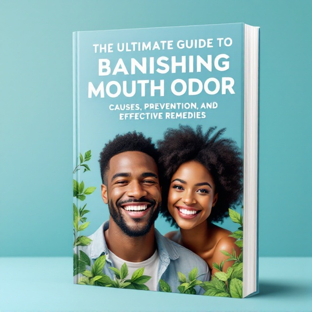 A vibrant cover featuring a happy black man and woman front and center, showcasing their radiant smiles. The background is a soft blue gradient, creating a soothing and fresh atmosphere. An illustrated swirl of mint leaves gracefully wraps around the smiling figures, emphasizing freshness and a clean feeling.