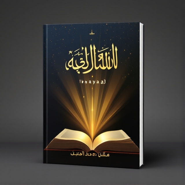 An open book in the center of the cover, with radiant golden rays emanating from it, symbolizing inspiration and influence. The background transitions from a deep blue at the top to black at the bottom, enhancing visual appeal. The title in golden Arabic calligraphy is prominently displayed at the top, with the subtitle "رحلة بين اقتباسات ملهمة" just below it in a tasteful script. The author’s name "محمد باقر جودي" is placed at the bottom.
