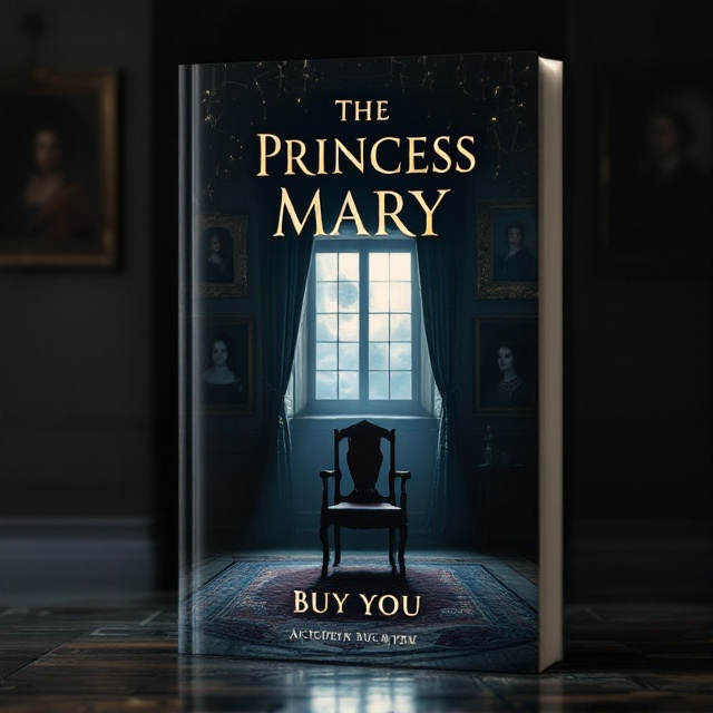 The cover features a dimly lit, melancholic scene of an empty royal chamber with a single, large window casting a solitary beam of moonlight onto a regal wooden chair. The walls are adorned with faded portraits of past regal figures, suggesting a repeating and haunting history. The atmosphere is somber, with muted tones dominating the composition to evoke a sense of sadness and timelessness.