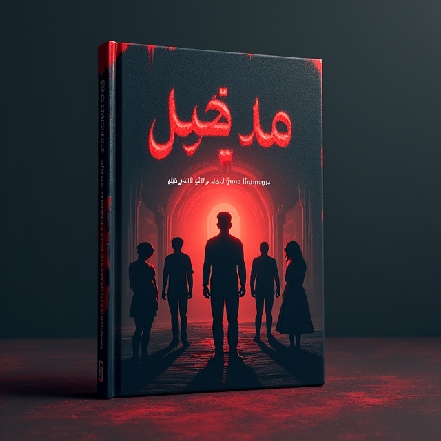 The cover features a dark, enigmatic background with a subtle gradient from deep black to crimson red at the edges. Six ghostly, semi-transparent figures stand in a semi-circle around the central image of Ali, who looks distressed, holding his head. Among these figures, a woman and a small child are distinguishable by their brighter, softer outlines. Each figure's clothing varies significantly, indicating different personalities. The woman's expression is one of sadness, and the child's is one of curiosity. Flickering shadows and blurred edges evoke a sense of disorientation and confusion.