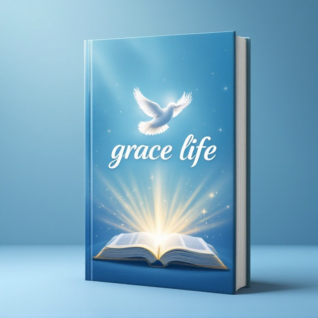 A serene, blue gradient background blending from a deeper blue at the top to a softer blue at the bottom. Central to the cover is a graceful dove in mid-flight, symbolizing the Holy Spirit and peace. Surrounding the dove are soft, glowing rays of light that add a divine, ethereal touch. Below the dove, there is an open Bible with radiant beams emerging, signifying guidance and wisdom through scripture.