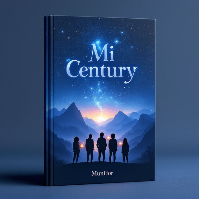 A dark blue cover features a mystical landscape of silhouetted mountains under a starry sky. At the foreground, a group of young teenagers stands with determined expressions, facing the horizon. Subtle sparks of magic flow from their hands, indicating their readiness for the journey ahead. The backdrop is imbued with an ethereal glow, creating a stark contrast between the silhouettes and the vibrant sky.