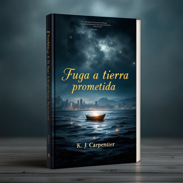 A dark, stormy sea under an overcast sky takes up the majority of the cover. In the middle of the sea, a lone, fragile boat signifies vulnerability and hope. In the background, fading silhouettes of a bustling and colorful Caracas contrast with the muted tones of Bragertonia, symbolizing Emma’s internal struggle. An ethereal glow envelops the boat, representing the glimmer of hope and dreams amidst turmoil.