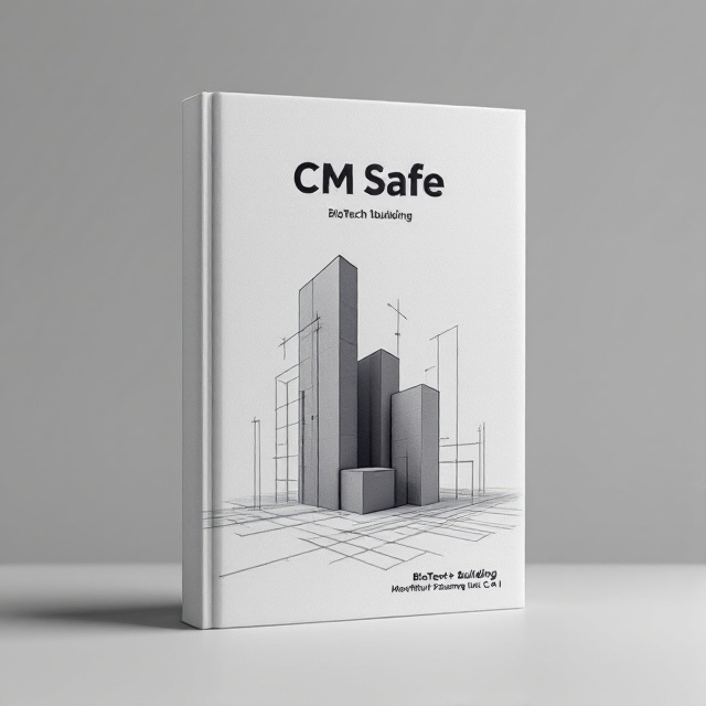 A monochrome cover with a minimalist design, centered around an abstract geometric representation of a construction site. The geometric design merges the form of a rising building with blueprint lines, symbolizing architectural plans and professional development. The background is a subtle gradient of grey tones, giving depth to the overall composition.