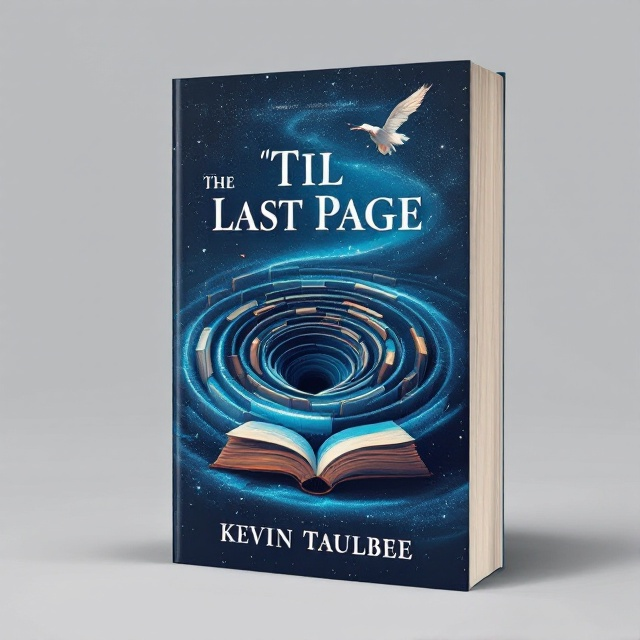 The cover features an infinite loop of books receding into the distance, creating a compelling visual of “book within a book within a book” that gets smaller each time. The background is a rich, deep blue, suggesting depth and adventure. Each book is progressively faded in color, drawing the eye inward.