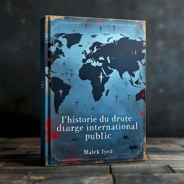 The cover features a distressed, vintage world map as the central image, overlaid with the faint silhouettes of ancient and modern weaponry such as swords and tanks. These elements are subtly blended into the map, conveying the progression of international conflicts through time. The map is colored in deep blue tones to evoke seriousness, while splashes of red highlight areas suggesting conflict, intrigue, and history.