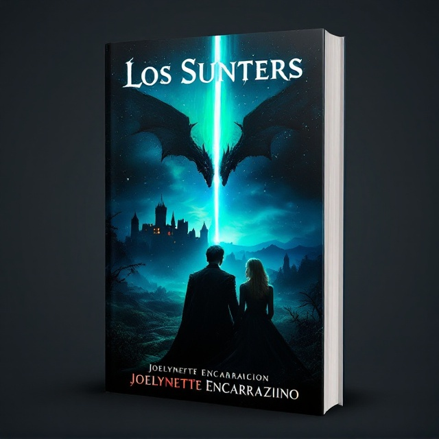 The cover features a dark, foreboding castle silhouette on the horizon, wrapped in shadows. In the foreground, a pale-skinned man with jet-black hair dressed in regal black attire stands facing forward. Behind him, a blonde woman is turned away, indicating separation. Above them, a dragon soars in the distance against a twilight sky streaked with vibrant blue and green light splitting them. The overall color palette is a mixture of black, deep red, and glowing blue, enhancing the theme of mysterious romance and tension.