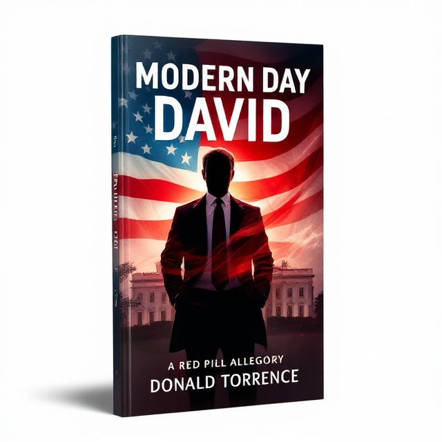 A dramatic illustration featuring a silhouette of a cunningly smiling politician standing in the foreground, with the American Flag subtly waving in translucent layers across the top third of the cover. The White House is faintly visible in the background, enveloped by a swirling mix of red and blue that resembles a calculated storm, symbolizing both chaos and opportunity.