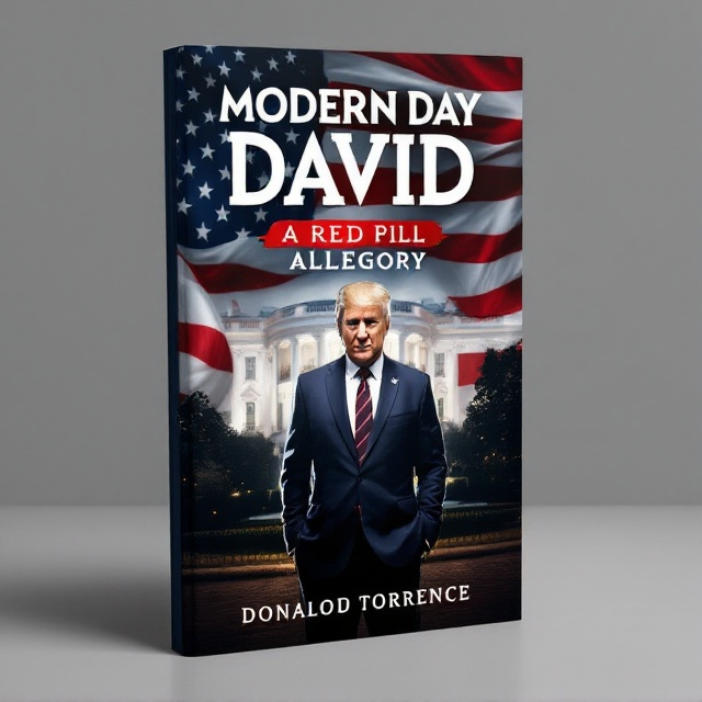 The cover features a central image of a politician, dressed in modern attire, standing confidently in front of the White House. The American flag waves boldly behind the White House, symbolizing the backdrop of political power. The overall color scheme blends deep reds and blues with pockets of white, creating a striking and patriotic atmosphere with a sharp contrast to highlight the elements.