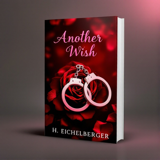 A close-up of a wilted rose intertwined with delicate handcuffs, placed at the center. The background fades from deep crimson at the edges to a softer red at the center, creating an atmosphere of both passion and loss. The rose's petals seem to be falling, suggesting the passage of time and missed opportunities.