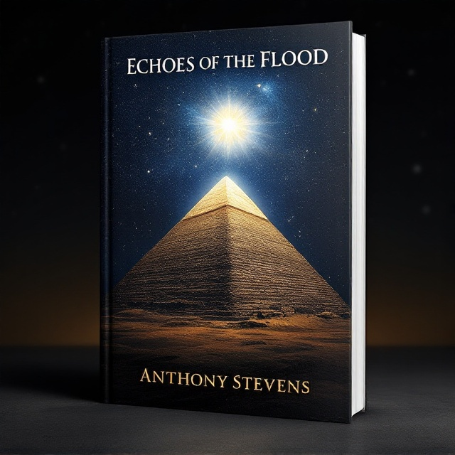 The cover features a detailed illustration of the Great Pyramid of Giza set against a richly textured starry night sky. The pyramid emits a subtle, ethereal glow that emphasizes its grandeur. Above the pyramid, the star Alpheratz shines prominently as the central celestial focus. The night sky is laced with faint astronomical symbols and ancient motifs, adding intrigue and depth.