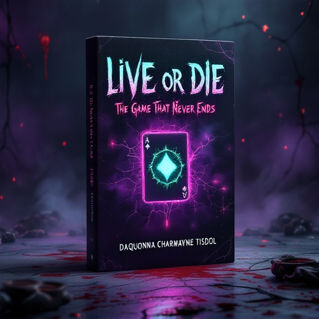 The cover features a dimly lit room with cracked walls and a swirling, shadowy mix of purples and blacks. At the center is a glowing card pulsating with a cold, eerie green light. Shadowy, distorted figures loom in the background, creating an unsettling presence, while subtle blood stains and misty smoke frame the scene.