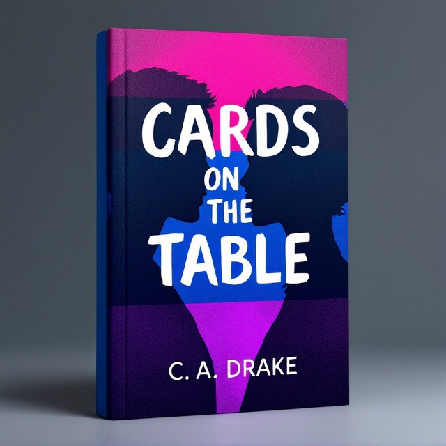 A bold and vibrant book cover featuring the bisexual flag as the background, with its distinct pink, purple, and dark blue stripes. In the foreground, silhouettes of two characters, symbolizing love and self-discovery, face each other. The dark blue stripe prominently frames the title and author's name, enhancing contrast and focus.