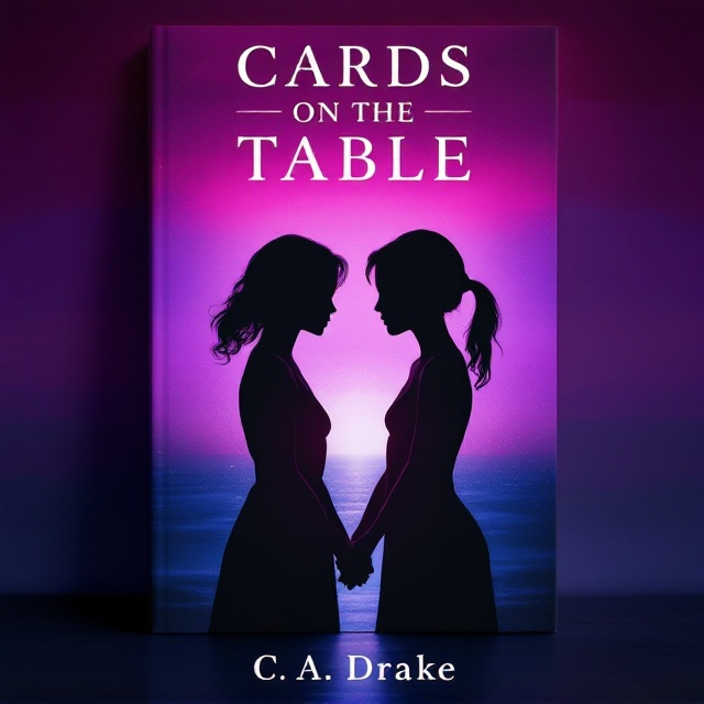The cover features two shadowed figures of women at the center, tenderly holding hands. Their silhouettes are outlined in a subtle glow against the vibrant backdrop of the Bisexual flag, which is primarily composed of pink, purple, and dark blue horizontal stripes. The dark blue stripe dominates the lower section, creating a deep, inviting base. Above, soft, diffused light emphasizes the figures, enhancing the sense of intimacy and connection.