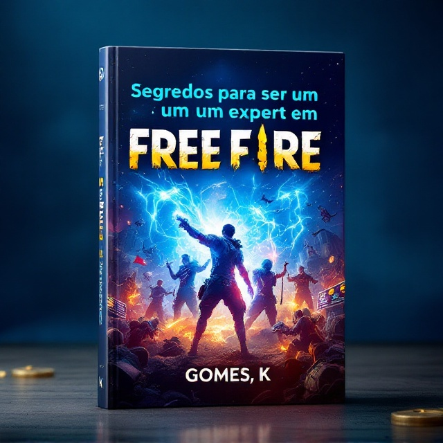 A vibrant, dynamic action scene from Free Fire centered on the cover, featuring iconic characters in mid-battle with bright blue energy effects lighting up the scene. The background depicts a fantasy-style battlefield with a victorious ambiance. Surrounding elements include triumphant game elements like victory medals or leaderboards subtly integrated into the background.