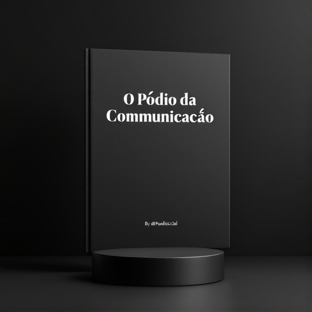 A sleek, minimalist podium emerging subtly from the bottom half of the cover, portrayed in a gradient of black to grey. The background is a solid matte black to emphasize simplicity.
