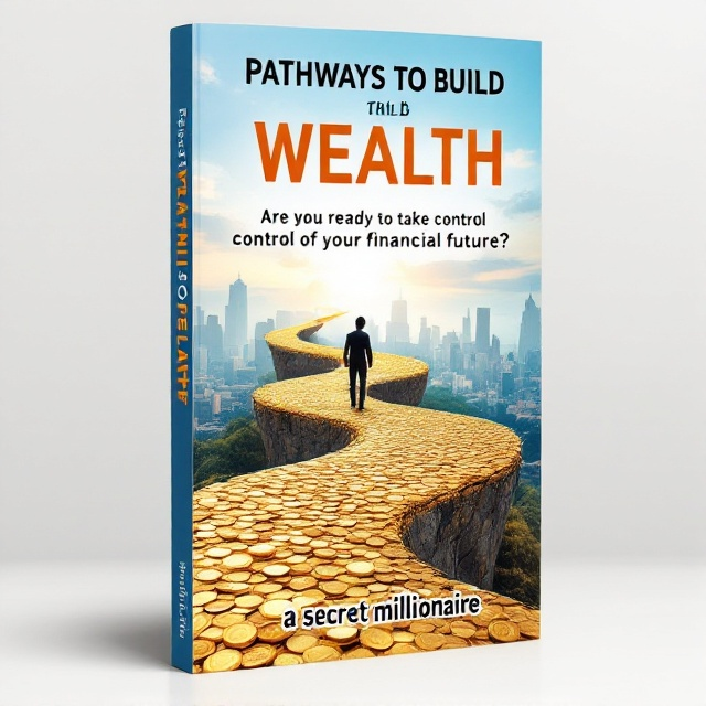 A winding road made of gold coins stretching into the horizon, symbolizing different paths to financial success. In the background, a subtle city skyline under a blue sky with soft clouds, conveying the possibility of wealth building. A silhouette of a climber ascending the road, reinforcing the journey to financial empowerment.