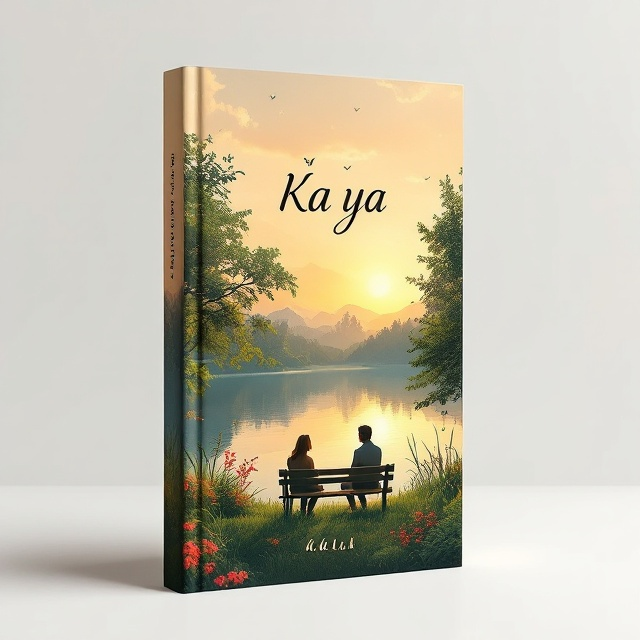 The cover features a serene lake surrounded by lush greenery, with two silhouetted figures sitting on a bench, engaging in conversation. The sky is a gradient of warm sunset colors, symbolizing warmth and trust. The title is placed at the top in an elegant, flowing script, giving a sense of connection and calm.
