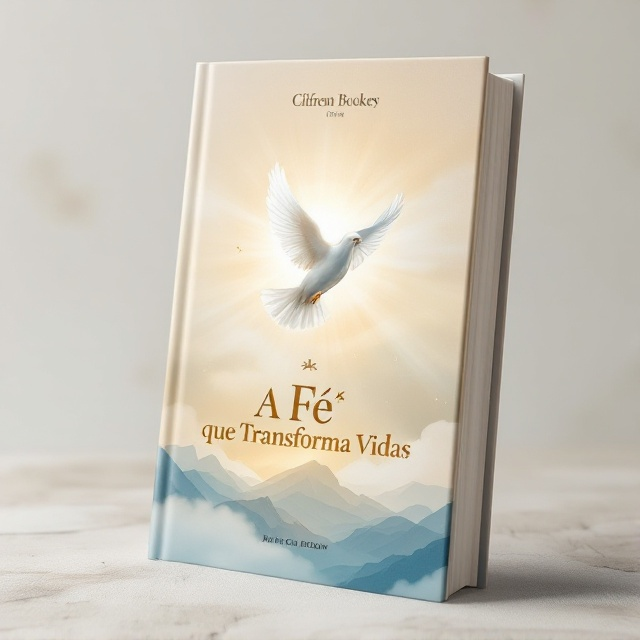A dove soaring upward against a radiant sunrise background, symbolizing hope and transformation. Below the dove, a subtle outline of a mountain range signifies life's challenges. The colors are a blend of soft gold, white, and pastel blue, creating a serene and uplifting mood.