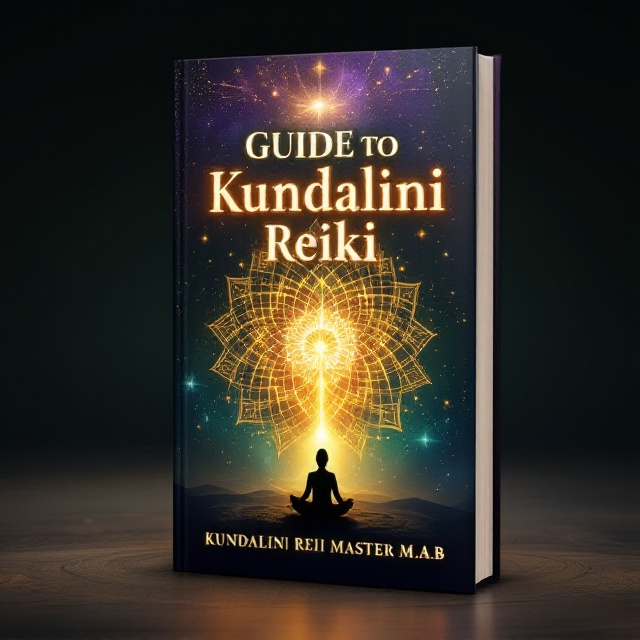 A radiant, swirling energy pattern representing Kundalini energy takes center stage, with luminous hues of gold, deep purple, and emerald green, creating a sense of movement and spiritual awakening. The background is a soft gradient transitioning from dark to light, suggesting enlightenment. A subtle silhouette of a meditative figure is placed at the bottom, grounding the composition.