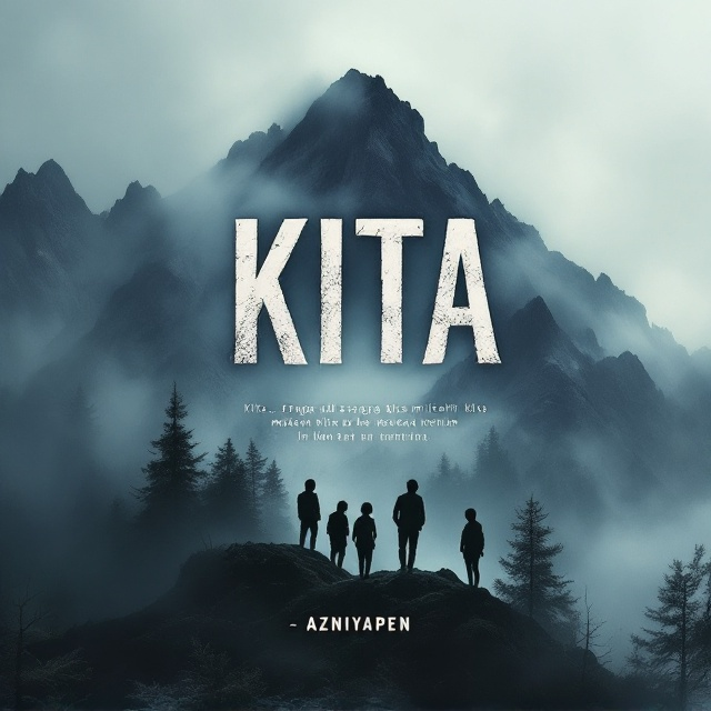 The cover features a misty mountain landscape, with a dense fog swirling around the peak. In the foreground, a shadowy silhouette of five young figures is cautiously stepping into the thick mist, their postures depicting trepidation. The background is a muted palette of grays and blues, with the fog taking on an almost spectral presence. Wispy tendrils of mist stretch across the cover, creating an eerie sense of movement. At the bottom, ghostly eyes can be faintly seen peering through the fog, adding a layer of suspense.