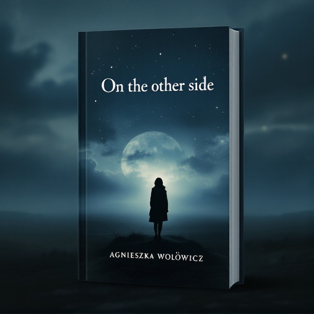 A silhouette of a solitary person stands on the edge of a vast, empty landscape bathed in moonlight, symbolizing loneliness. The sky is overcast with soft clouds, through which faint stars peek, evoking nostalgia and melancholy. In the background, a faint, blurred image of another figure, hinting at a connection or memory, adds depth and intrigue.
