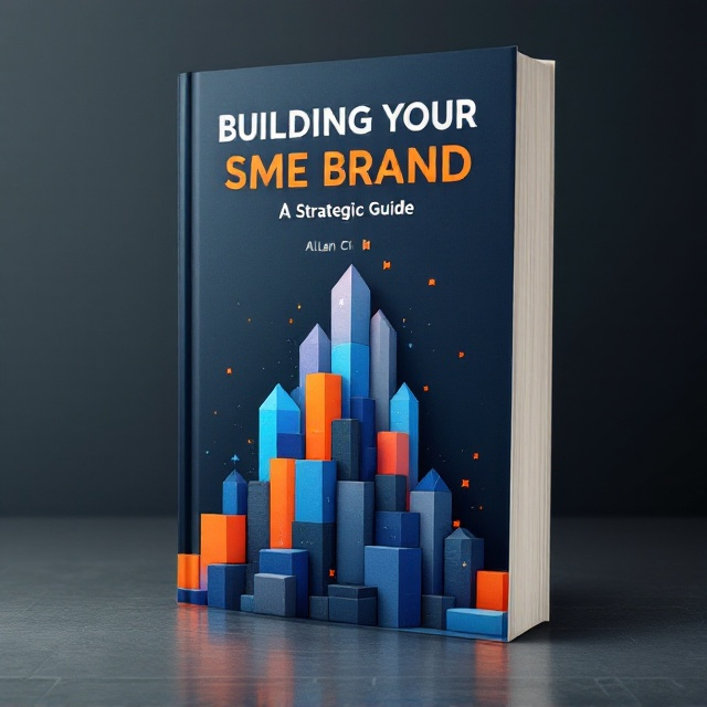 The cover features an array of abstract geometric shapes resembling interlocking puzzle pieces and building blocks, each gradually ascending to form an abstract skyscraper. These elements represent brand building and cohesion. A blend of professional blues and grays serves as the primary backdrop, while accents of lively orange provide contrast and focus.