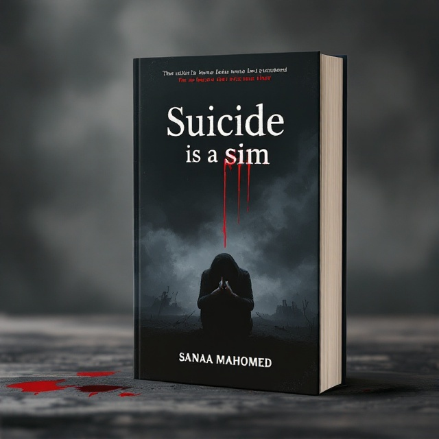 The cover features a solitary figure sitting on the ground, their head in their hands. The color scheme primarily uses shades of black and dark grays, with a single red streak symbolizing blood running subtly across the page. A shadowy hand grips a knife, subtly positioned towards the bottom right, seemingly out of reach but close enough to invoke tension. The background is a swirling mix of dark clouds, giving an impression of chaos and emptiness.