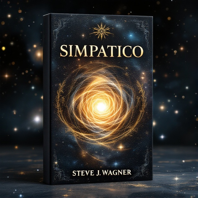 A cosmic backdrop of deep space with galaxies, nebulae, and stars. The foreground features a faint golden silhouette of an ancient scroll with images of Thoth and Jesus etched in an ethereal manner. At the center, a dynamic, swirling vortex of light represents quantum energy, bridging the scroll and cosmos.