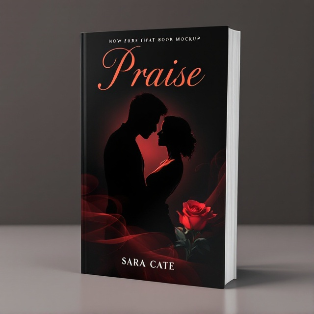 The cover features a silhouette of a couple in an intimate pose, with the figures softly blurred against a deep black backdrop. A subtle gradient from dark black at the top to rich red at the bottom creates a magnetic allure, with a single red rose at the bottom right corner adding a hint of romance and desire.